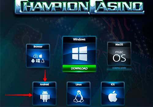 Мобильное приложение Чемпион казино для Андроид